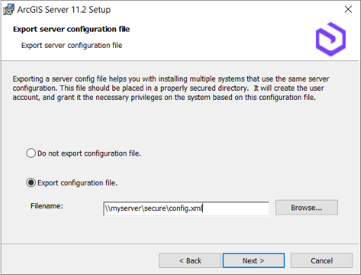 Export a server configuration file. Export a server configuration file.